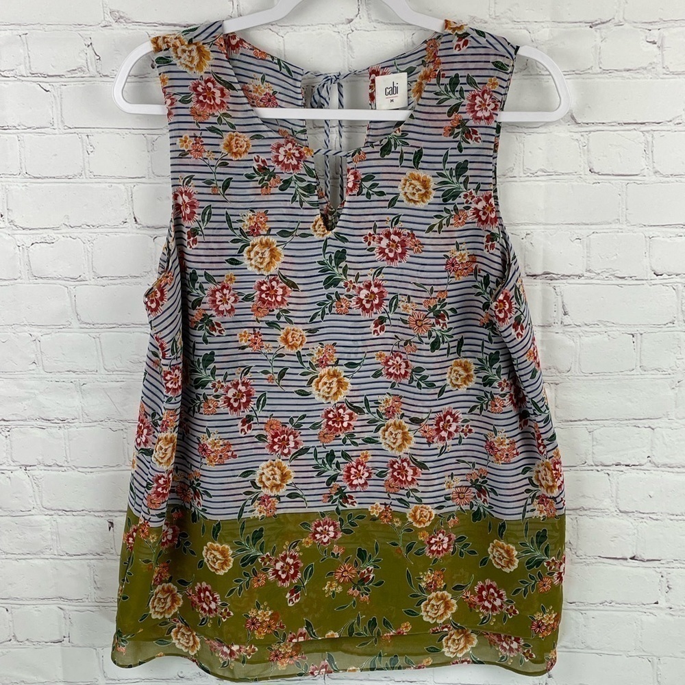 Cabi Penelope Blouse 5354 Womens Size M Floral Sleeveless Lightweight Classic